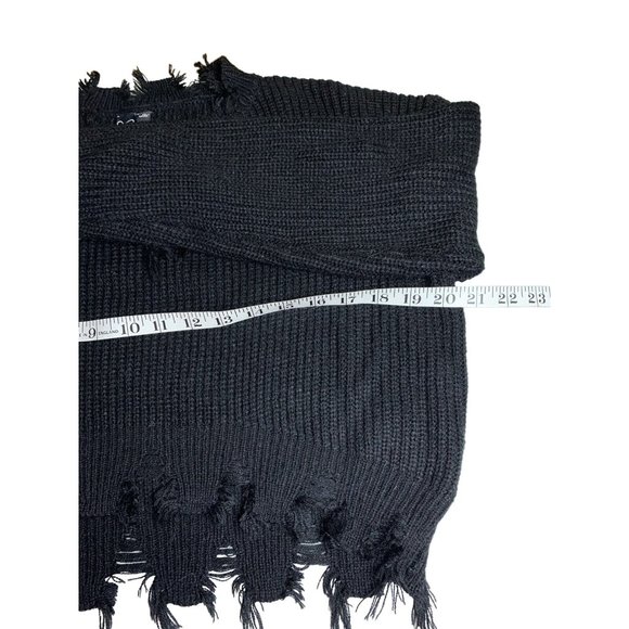 Windsor Knit Crop Black Sweater Fringe Sleeve Top Size Medium Boho - Picture 4 of 5